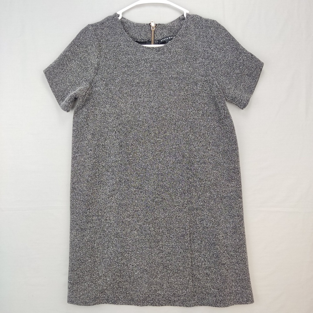 Haute Monde Dress Womens Medium Grey Textured Knit Shift Back Zip HMD50050